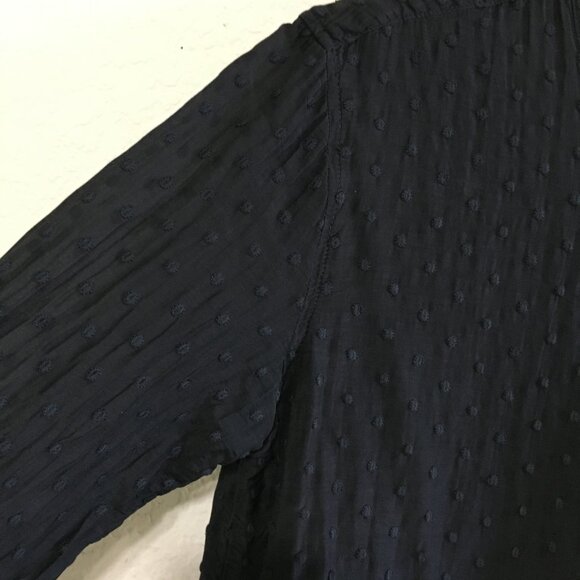 Raquel Allegra Womens 2 Polka Dot Embroidered Button Down Blouse Long Sleeves - Picture 5 of 16